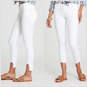 Dear John NEW step hem Joyrich Comfort Skinny white jeans stretch size 24